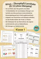Vorschau - Arbeitsblätter - Minus/ Subtraktion im Zahlenraum 10 - Übungsheft/ Lerntheke (Klasse 1) - Seite 1