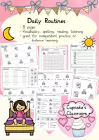 Vista previa - Unidades / Secuencias / Situaciones de Aprendizaje - Inglés - rutinas diarias - hojas de trabajo - daily routines (my day) - English - worksheets - Portada