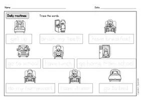 Vista previa - Unidades / Secuencias / Situaciones de Aprendizaje - Inglés - rutinas diarias - hojas de trabajo - daily routines (my day) - English - worksheets - página 1