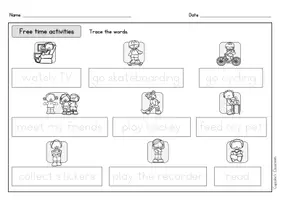 Vista previa - Unidades / Secuencias / Situaciones de Aprendizaje - Inglés - tiempo libre/ pasatiempo - hojas de trabajo - Free time activities/ hobbies - English - worksheets - página 1