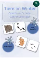 Vorschau - Spiele - Tiere im Winter - Zuordnungsspiel I Spiel I Spuren - Deckblatt