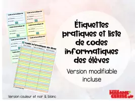 Aperçu - Cartes / Images - Codes informatiques des élèves - Page de couverture