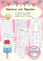 Aperçu - Feuilles d'exercices - Anglais - Feuilles d'exercices adjectifs et contraires - Adjectives and Opposites practice English, worksheets - Page de couverture