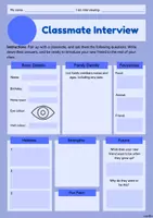 Vorschau - Arbeitsblätter - Classmate Interview - Interviewbogen editierbar - Deckblatt