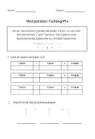 Vorschau - Arbeitsblätter - Multiplikation - Die Fachbegriffe der vier Grundrechenarten - Seite 1