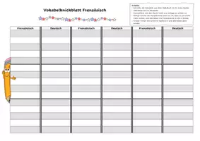 Vorschau - Arbeitsblätter - Vokabeln üben, Französisch - Seite 1