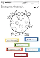 Vorschau - Arbeitsblätter - Monsters: colours and body parts - worksheets/Arbeitsblätter "My monster" - Seite 1