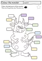 Vorschau - Arbeitsblätter - Monsters: colours and body parts - worksheets/Arbeitsblätter "Colour the monster" - Seite 1