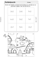 Vorschau - Arbeitsblätter - Winter Rechenpuzzles | Mathematik Klasse 1 Zahlenraum 10 - Seite 1