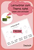 Vorschau - Arbeitsblätter - Lernwörter zum Thema Apfel lesen und anmalen - Deckblatt