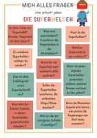 Vorschau - Arbeitsblätter - 12 interessante Fragen zum Thema Superhelden - Deckblatt