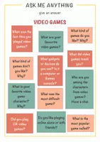 Vista previa - Hojas de trabajo - Ask me anything: 12 interesting questions about Video games / Pregúntame cualquier cosa: 12 preguntas interesantes sobre videojuegos - Portada