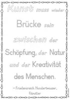 Vorschau - Unterrichtsreihen - Friedensreich Hundertwasser - Künstler Zitat zum kreativen Ausmalen/Gestalten inkl. Reflexion Kunst Grundschule Kunstunterricht Malen Maler - Seite 1