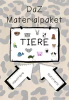 Vorschau - Unterrichtsreihen - DaZ Paket 13 TIERE - Lernwörter, Maldiktat, Rätsel (5-fach diff.), Plural + LÖSUNG - Deckblatt