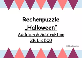 Vorschau - Spiele - Rechenpuzzle Halloween Addition und Subtraktion ZR 500 - Deckblatt