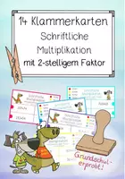 Vorschau - Stationenlernen - Klammerkarten Schriftliche Multiplikation (2-stelliger Faktor) - Deckblatt