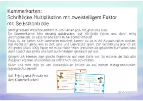 Vorschau - Stationenlernen - Klammerkarten Schriftliche Multiplikation (2-stelliger Faktor) - Seite 1