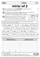 Vorschau - Arbeitsblätter - Wörter mit scharfem s (ß, Merkwörter) - Seite 3