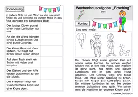 Vorschau - Arbeitsblätter - Wochenhausaufgabe Fasching - Seite 3