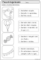Vorschau - Arbeitsblätter - Lesemalblätter Fasching | Deutsch Klasse 1 - Seite 3