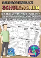 Vorschau - Arbeitsblätter - Deutsch lernen: Bildwörterbuch Schulsachen Arbeitsblätter - Deckblatt