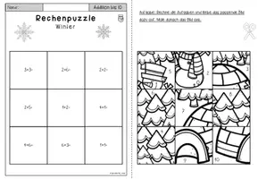 Vorschau - Arbeitsblätter - Rechenpuzzle Winter ZR 20 | Mathe Klasse 1 - Seite 3