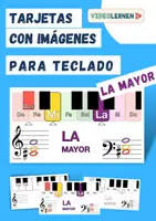 Vista previa - Decoración del aula - Musica 🎶 Tarjetas con imágenes para teclado 🎹 LA MAYOR - Portada