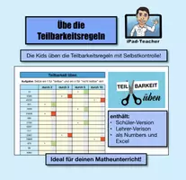 Vorschau - Interaktives Material - MATHE: interaktiv Teilbarkeitsregeln üben (Numbers + Excel) - Deckblatt