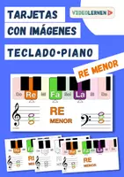 Vista previa - Decoración del aula - Musica 🎶 Tarjetas con imágenes para teclado 🎹 RE MENOR - Portada