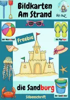 Vorschau - Bildkarten - Freebie Bildkarten Am Strand (in Silbenschreibweise) - Deckblatt