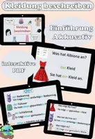 Vorschau - Präsentationen/Tafelbilder - Animierte Erklärpräsentation "Einführung Kleidung beschreiben mit dem Akkusativ" DaZ - Deckblatt
