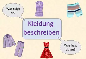 Vorschau - Präsentationen/Tafelbilder - Animierte Erklärpräsentation "Was trage ich? Was habe ich an?" Kleidung beschreiben - DaZ - Seite 1