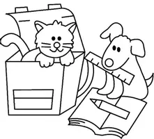 Aperçu - Matériel pour travaux manuels / dessin - Coloriage Chat et chien - Page 1