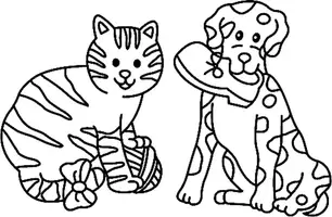 Aperçu - Matériel pour travaux manuels / dessin - Coloriage Chat et chien - Page 3