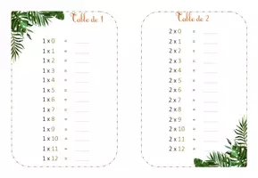 Aperçu - Jeux - Cartes d'exercices - Tables de multiplications 1 à 12 - Page de couverture