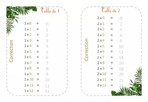 Aperçu - Jeux - Cartes d'exercices - Tables de multiplications 1 à 12 - Page 1