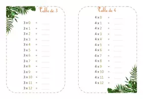 Aperçu - Jeux - Cartes d'exercices - Tables de multiplications 1 à 12 - Page 2
