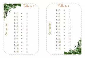 Aperçu - Jeux - Cartes d'exercices - Tables de multiplications 1 à 12 - Page 3
