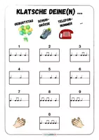 Vorschau - Arbeitsblätter - Materialpaket Musik ✋🏼 Klatsche deinen Rhythmus 🤚🏼Rhythmusbausteine Arbeitsblatt - Seite 2