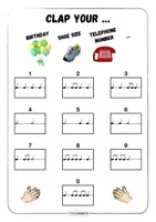 Vorschau - Arbeitsblätter - Musik 🤚🏼Clap your rhythm ✋🏼 Arbeitsblatt Rhythmusbausteine - Seite 1