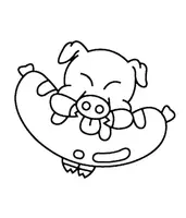 Aperçu - Matériel pour travaux manuels / dessin - Coloriage Cochon - Page 3