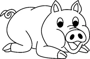 Aperçu - Matériel pour travaux manuels / dessin - Coloriage Cochon - Page 1