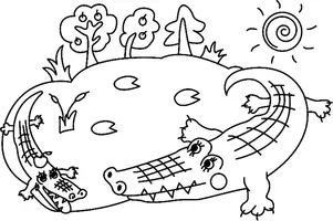 Aperçu - Matériel pour travaux manuels / dessin - Coloriage Crocodile - Page 2
