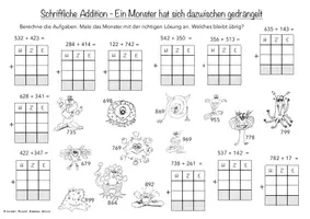 Vorschau - Arbeitsblätter - Schriftliche Addition und Subtraktion - mit/ohne Übertrag - Seite 3
