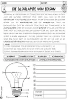 Vorschau - Arbeitsblätter - Lesekonferenz I "Die Glühlampe von Edison" I Kl 3 -5 - Seite 1