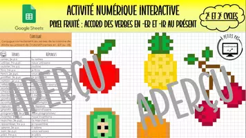 Aperçu - Feuilles d'exercices - Accord verbes en -er et -ir au présent: Pixel Art Reveal - Page de couverture