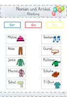 Vorschau - Arbeitsblätter - Artikel und Nomen - Klammerkarten - Seite 1