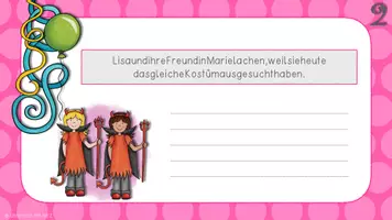 Vorschau - Aufgabenkarten - Kartei Schlangensätze Fasching (leichte Version) - Seite 3