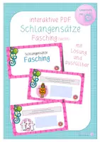 Vorschau - Interaktives Material - interaktive PDF - Schlangensätze Fasching (leicht) - Deckblatt