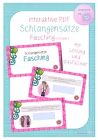 Vorschau - Interaktives Material - interaktive PDF - Schlangensätze Fasching (schwer) - Deckblatt